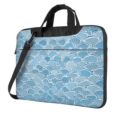 15.6 inch Slim Laptop Case with Strap Laptop Tote Bag Computer Messenger Bag Travel Essentials - Gold Mermaid Scale