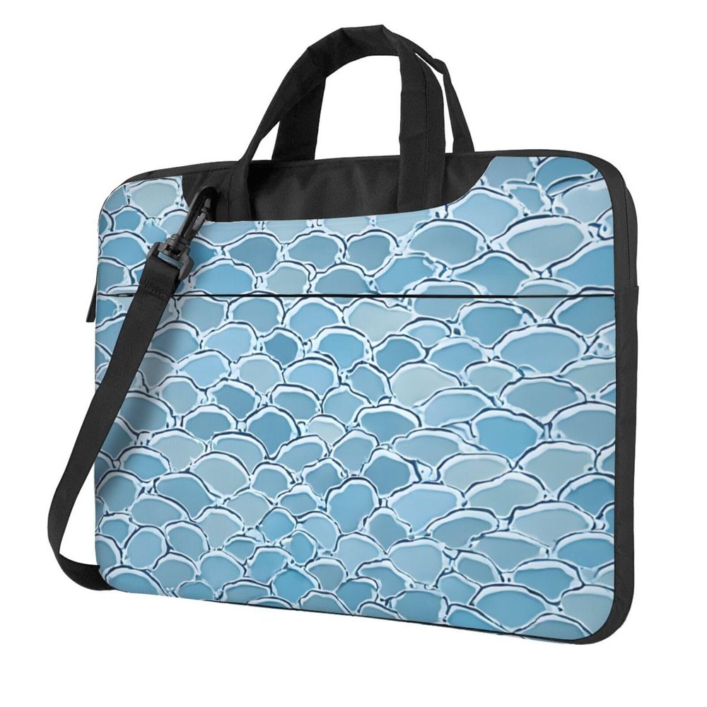 15.6 inch Slim Laptop Case with Strap Laptop Tote Bag Computer Messenger Bag Travel Essentials - Gold Mermaid Scale