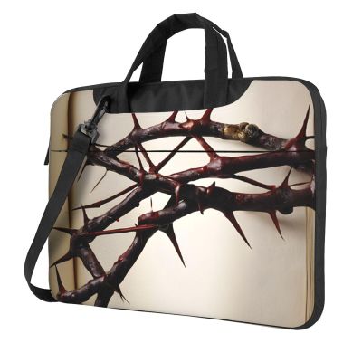 15.6 inch Slim Laptop Case with Strap Laptop Tote Bag Computer Messenger Bag Travel Essentials - Crown of thorns