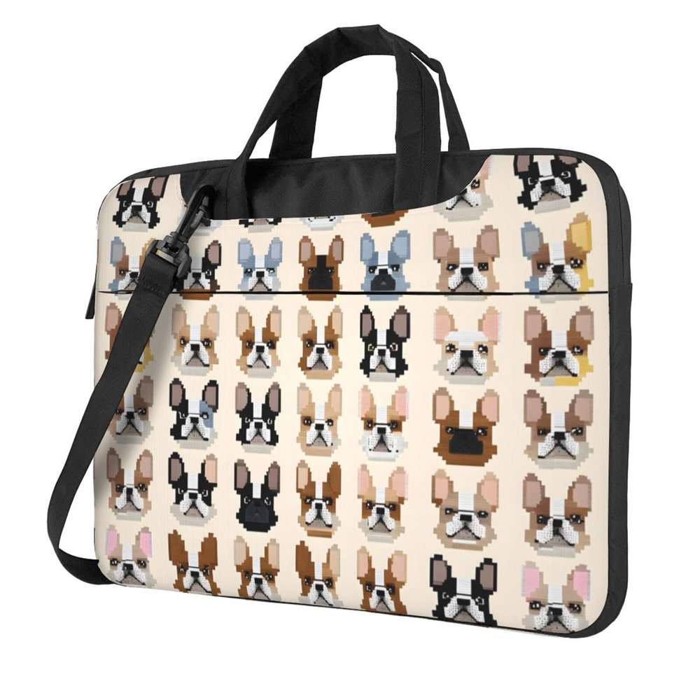 13 inch Slim Laptop Case with Strap Laptop Tote Bag Computer Messenger Bag Travel Essentials - I Love French Bulldog