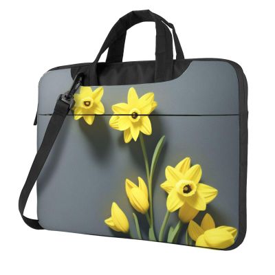 15.6 inch Slim Laptop Case with Strap Laptop Tote Bag Computer Messenger Bag Travel Essentials - Narcissus Flower
