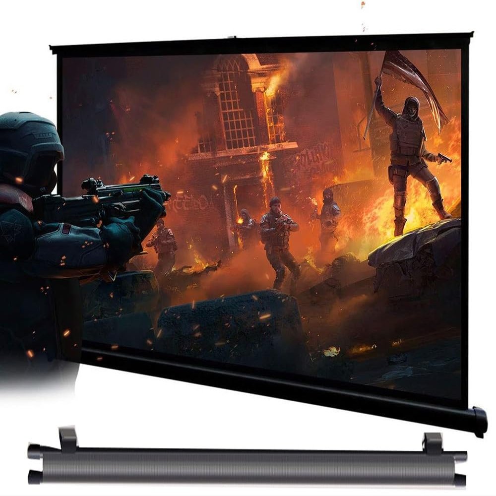 ZYXQQJ 40" 50" 60" 72" Projector Screen Manual Pull Down Movie Screen Conference Hanging Projector Curtain 16:9 Format, Wrinkle Free(4:3,40inch)