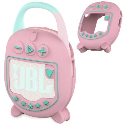 JCHPINE Silicone Cover Case for JBL Clip 5 Ultra Portable Bluetooth Speaker, Protective Skin Accessories for JBL Clip 5 Pro Sound Bluetooth Speaker Stand Up (Only Case) (Pink)