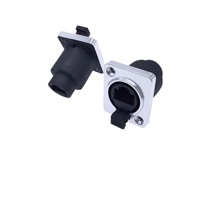 PGMTDEFXJO 10 Piece RJ45 Waterproof Network Connector with Rubber Cover IP65 8p8c D Type Panel Socket RJ45 Connector(10xStraight Socket)