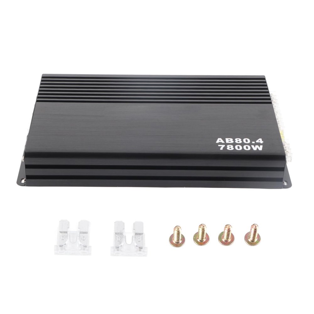 Brilluxa Car Amplifier, Portable 4 Channel Class AB Power Amp Stereo Audio Amplifier 7800W, 12V DC Digital Car Audio Booster for Car Truck SUV Vehicle Sound System