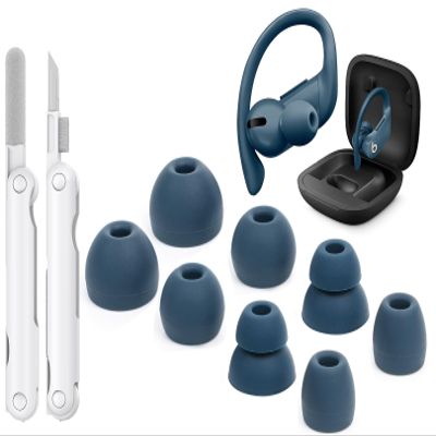4 Pair Replacement Ear tip for Powerbeats Pro, Beats Earbuds Replacement Tips,Wireless Earphone Headphones, Silicone Earbuds Buds Set with Cleaning kit (BLUE)