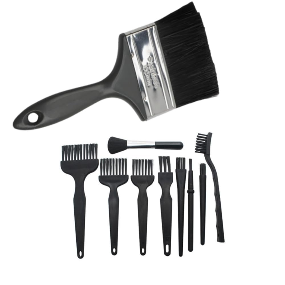 Multi functional brush, mobile phone camera, computer cleaning brush, keyboard dust removal brush, industrial car gap brush, painting brush set 8PCS/10PCS (10, black)