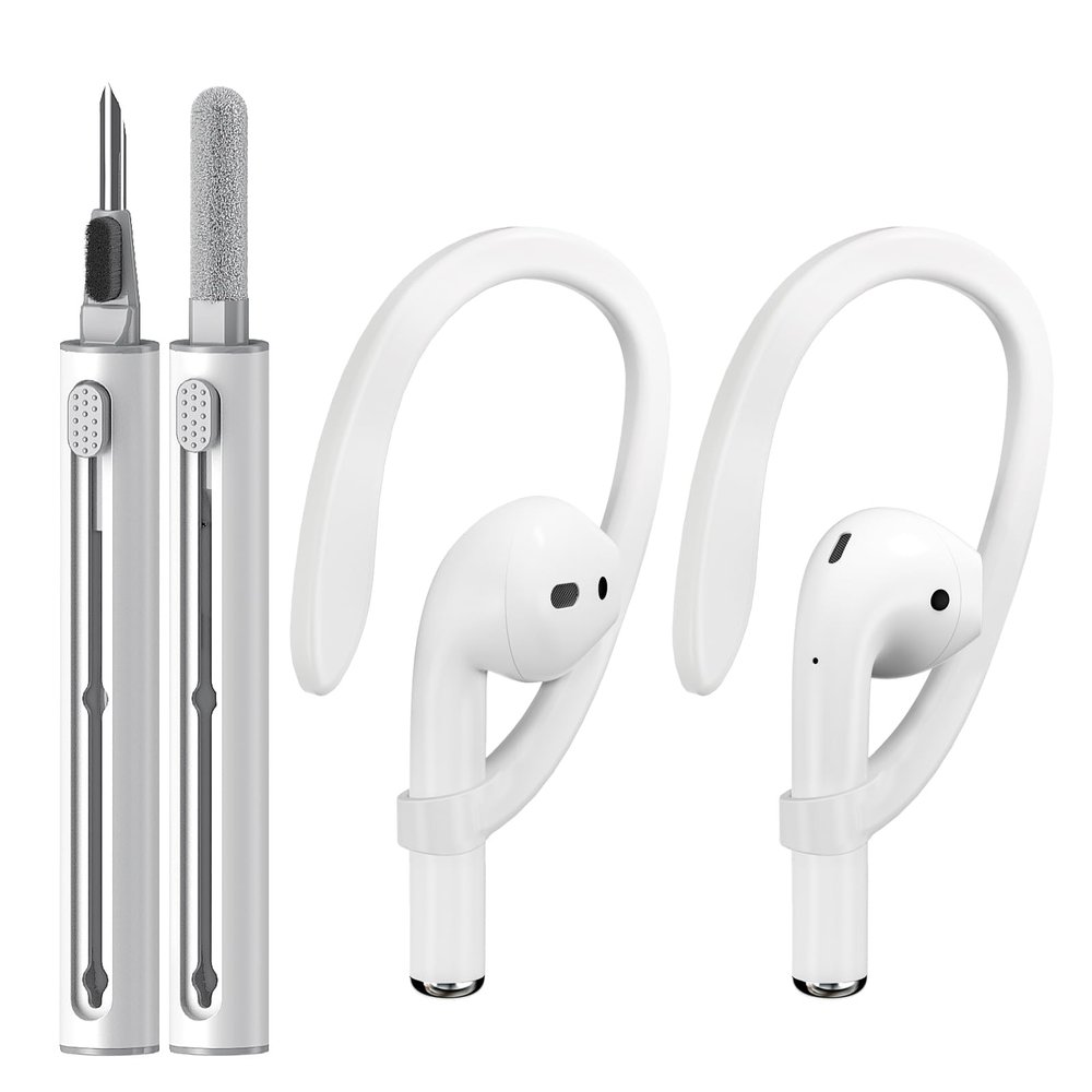 2 Pairs Ear Hooks Designed for Apple AirPods Pro 3 1, 2, 4th and Pro 2,with Cleaning Pen,Earbuds Accessories,Anti-Slip Sports Ear Hooks,Durable TPU Construction,for Running,Jogging,Cycling,Gym