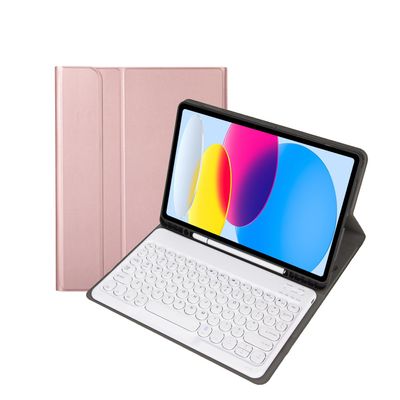 Aidashine Keyboard Case for iPad 10th Generation(10.9",2022)-Keyboard Case with Pencil Holder,Detachable Bluetooth Keyboard,Rose Gold