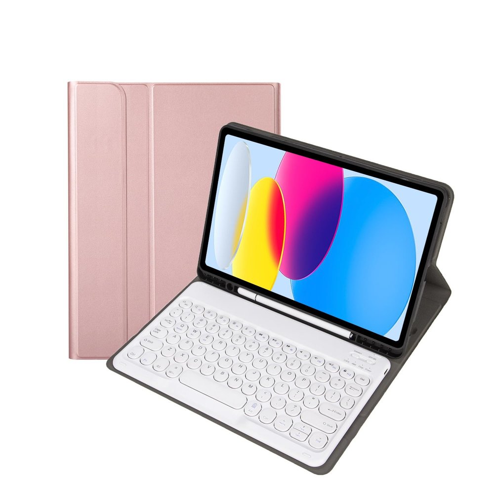Aidashine Keyboard Case for iPad 10th Generation(10.9",2022)-Keyboard Case with Pencil Holder,Detachable Bluetooth Keyboard,Rose Gold