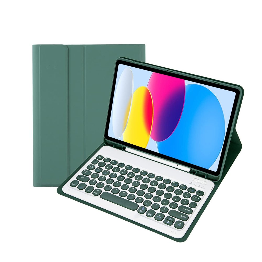 Aidashine Keyboard Case for iPad 10th Generation(10.9",2022)-Keyboard Case with Pencil Holder,Detachable Bluetooth Keyboard,Deep Green