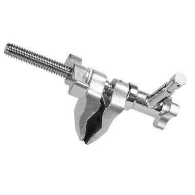 Kupo Right-Angle Super Viser Center Jaw Clamp with Indexed 5/8" Baby Pin, Heavy Duty Jaw Design, and Compact Profile for Secure Offset Rigging and Advanced Lighting Mounting Configurations (KG606112)