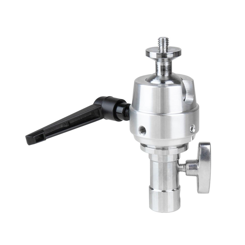 Kupo Heavy-Duty 3/8"-16 Male to TVMP Swivel Adapter with 38mm Ball Head, Large Locking Handle and Dual Baby and Junior Compatibility (KG402612)