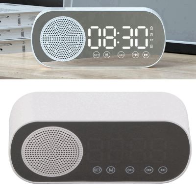 Digital Alarm Clock Speaker, 5.0, Dual Alarm, FM Radio, Portable with 1600mAh Battery and Memory Card Play Mode, Ideal for Travel, Reading, Sports