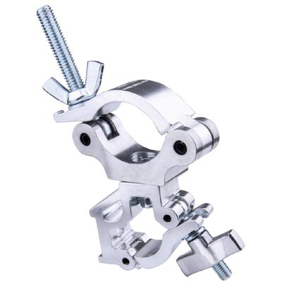 Kupo Slim Type Mighty Swivel Coupler, Heavy Duty Professional Rigging Clamp with Dual Tube Compatibility and 360 Degree Movement for Truss Systems - Silver (KG815512)