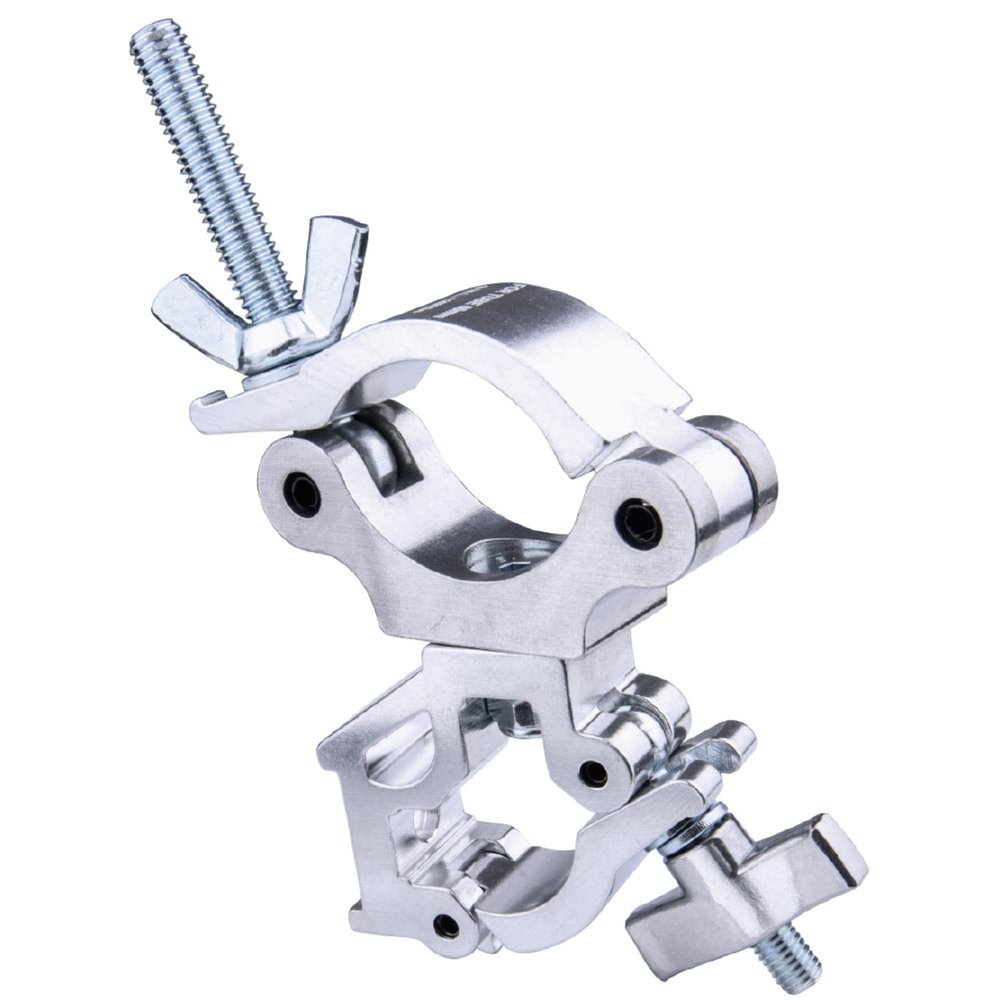 Kupo Slim Type Mighty Swivel Coupler, Heavy Duty Professional Rigging Clamp with Dual Tube Compatibility and 360 Degree Movement for Truss Systems - Silver (KG815512)