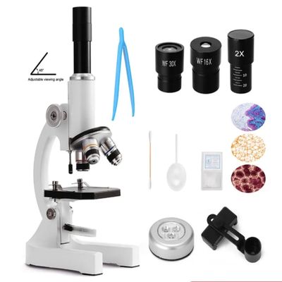 64X-2400X Monocular Optical Microscope Elementary School Children Science Experimental Biology Microscope Digital Microscope Metal Body