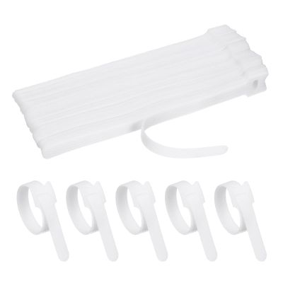 HARFINGTON 60pcs Reusable Cable Ties, 8 x 1/2" Fastening Cable Straps, Adjustable Cord Wire Management Organizing Self Gripping Ties Hook & Loop for Office, Home, Data Centers, White