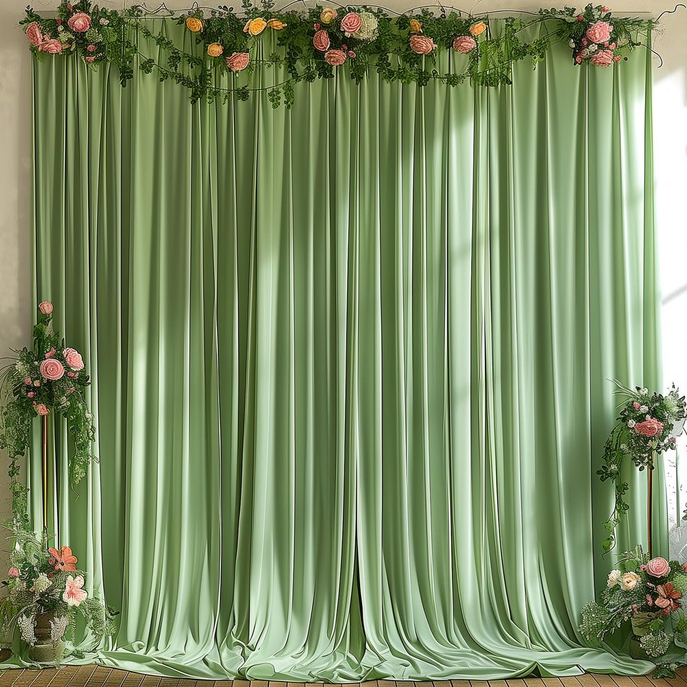 20x10FT Wrinkle Free Sage Green Backdrop Curtains for Parties Green Curtain Backdrop for Baby Shower Green Drapes for Birthday Party Photography Background Soft Fabric 5ft x 10ft, 4 Panels