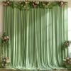 20x10FT Wrinkle Free Sage Green Backdrop Curtains for Parties Green Curtain Backdrop for Baby Shower Green Drapes for Birthday Party Photography Background Soft Fabric 5ft x 10ft, 4 Panels view 1