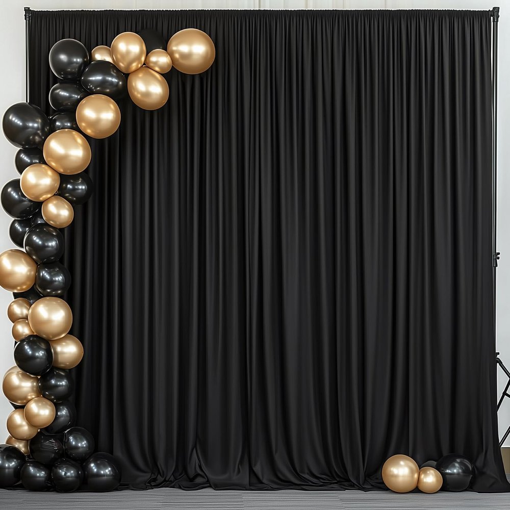 10x10FT Black Backdrop Curtains for Parties Wrinkle Free Black Curtains Backdrop Drapes Soft Fabric Decoration for Birthday Wedding Party Photo Photography Background 5ft x 10ft, 2 Panels