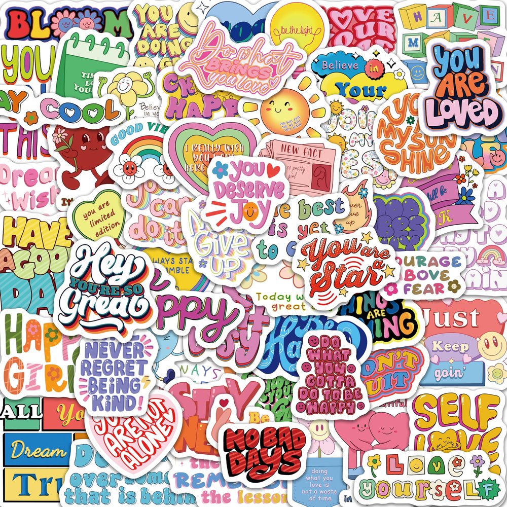 130 Pcs Motivational Holographic Stickers for Teens Adults - Inspirational Scrapbook Decals for Journaling, Waterproof Vinyl Mental Health Quotes for Laptops Bottles