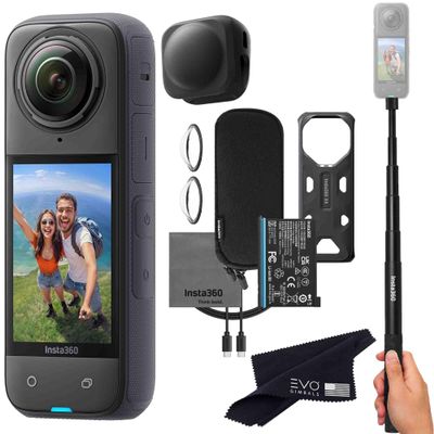 Insta360 X4 Basic Bundle-8K Waterproof 360 Action Camera with 1/2" 48MP Sensors, 8K 360 HDR Video, 72MP 360 Photo, 4K Single-Lens |Bundle Includes Selfie Stick, Lens Cap