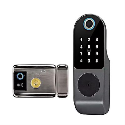 DirectNine Basics Courtyard iron door lock home electronics fingerprint door lock smart door rim lock, Black