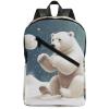17 Inch Travel Backpack Lightweight Waterproof Casual Laptop Backpack Hiking Camping Daypack for Women Men Funny Polar Bear Playing Snowball view 1