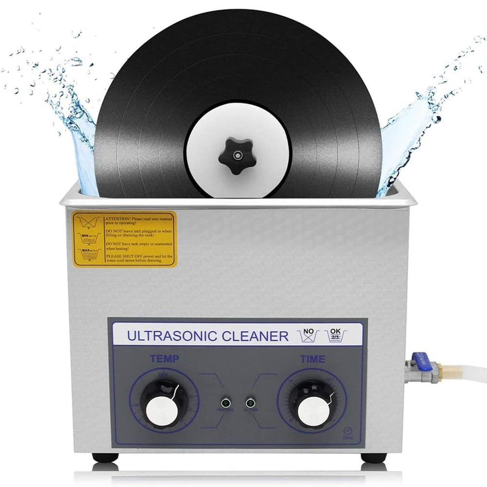 LZDOYY LP Vinyl Record Ultrasonic Cleaner with Records Bracket 4 Records Per Batch Raising Descending Auto-Drying