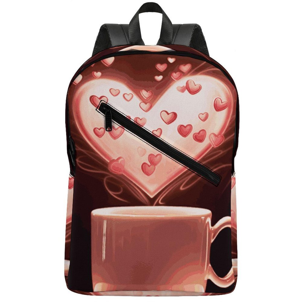 17 Inch Travel Backpack Lightweight Waterproof Casual Laptop Backpack Hiking Camping Daypack for Women Men Heart Cup