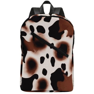 17 Inch Travel Backpack Lightweight Waterproof Casual Laptop Backpack Hiking Camping Daypack for Women Men Black And Brown Cow Spots