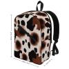 17 Inch Travel Backpack Lightweight Waterproof Casual Laptop Backpack Hiking Camping Daypack for Women Men Black And Brown Cow Spots view 2