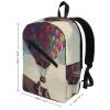 17 Inch Travel Backpack Lightweight Waterproof Casual Laptop Backpack Hiking Camping Daypack for Women Men Hot Air Balloon Take Wooden House Fly The view 2