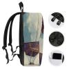 17 Inch Travel Backpack Lightweight Waterproof Casual Laptop Backpack Hiking Camping Daypack for Women Men Hot Air Balloon Take Wooden House Fly The view 3