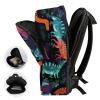 17 Inch Travel Backpack Lightweight Waterproof Casual Laptop Backpack Hiking Camping Daypack for Women Men Colorful Dinosaurs on Black Background view 4