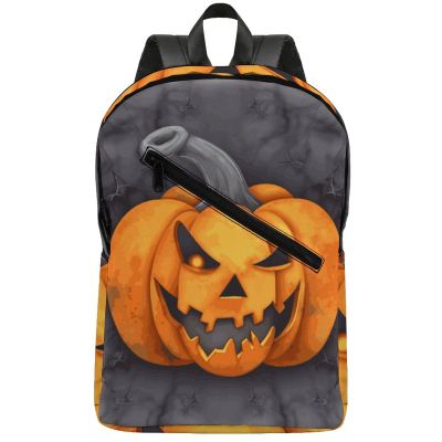 17 Inch Travel Backpack Lightweight Waterproof Casual Laptop Backpack Hiking Camping Daypack for Women Men Halloween Pumpkin