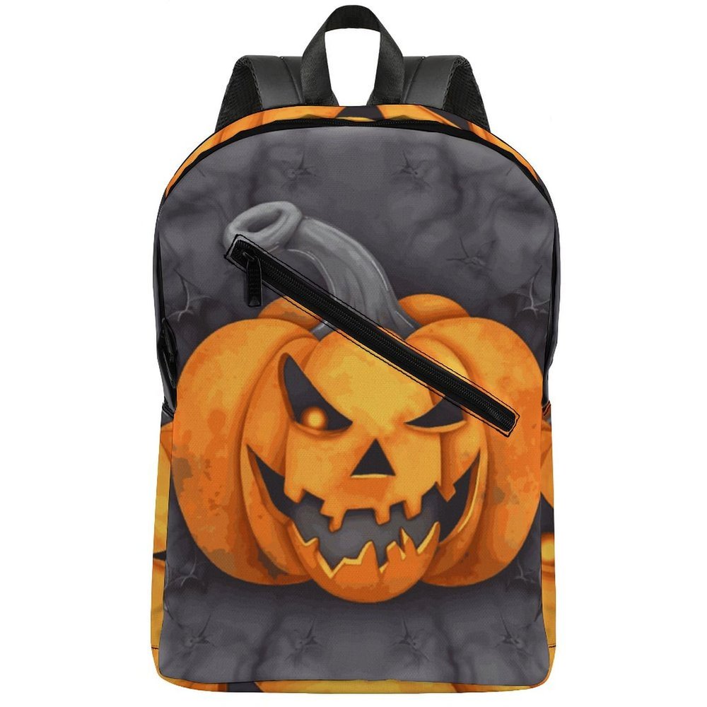 17 Inch Travel Backpack Lightweight Waterproof Casual Laptop Backpack Hiking Camping Daypack for Women Men Halloween Pumpkin