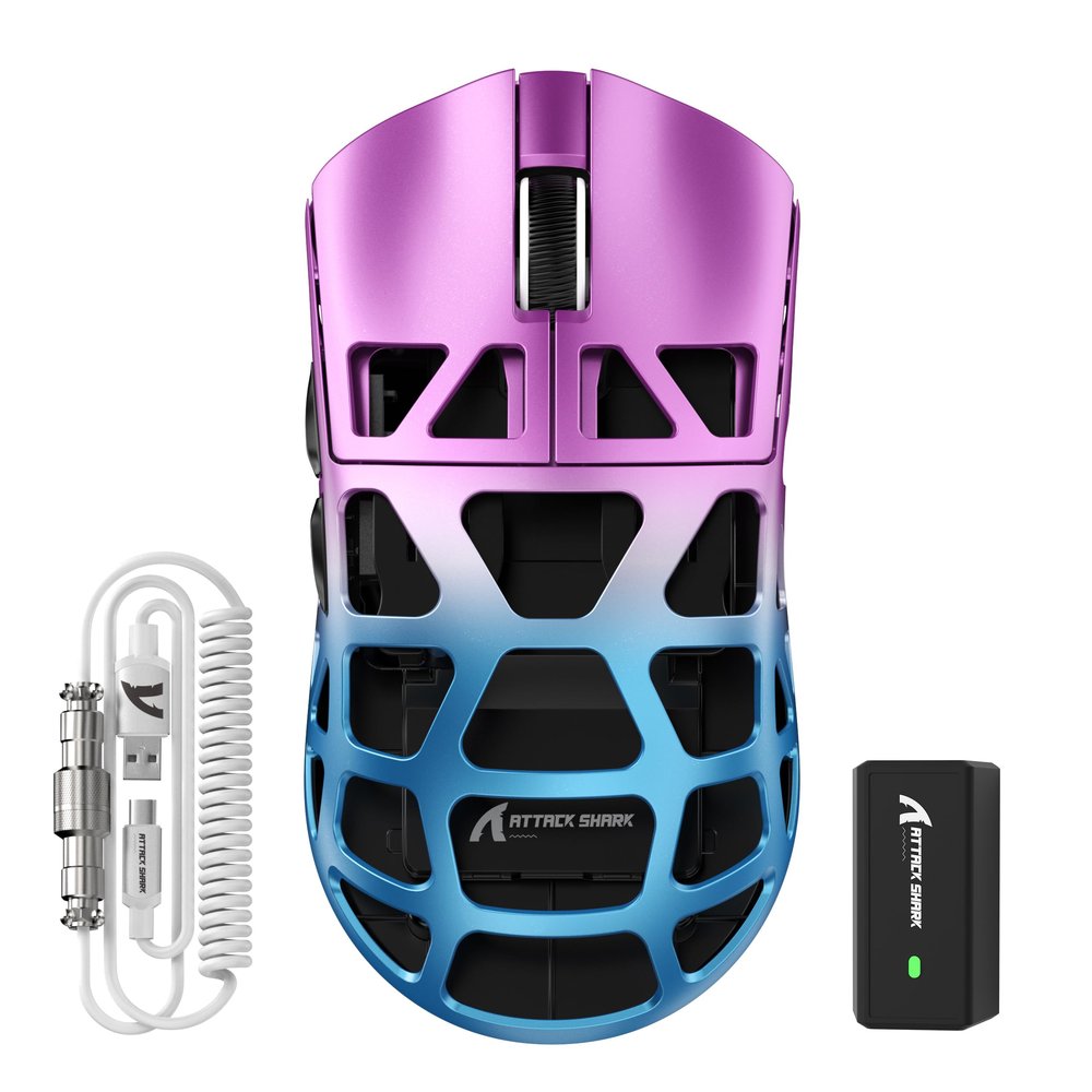 ATTACK SHARK R3 Lightweight Magnesium Alloy Wireless Gaming Mouse, Purple