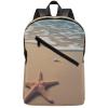 17 Inch Travel Backpack Lightweight Waterproof Casual Laptop Backpack Hiking Camping Daypack for Women Men 3D Beautiful Starfish on Beach Sand view 1