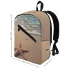 17 Inch Travel Backpack Lightweight Waterproof Casual Laptop Backpack Hiking Camping Daypack for Women Men 3D Beautiful Starfish on Beach Sand view 2