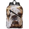 17 Inch Travel Backpack Lightweight Waterproof Casual Laptop Backpack Hiking Camping Daypack for Women Men Cute Bulldog Puppy view 1