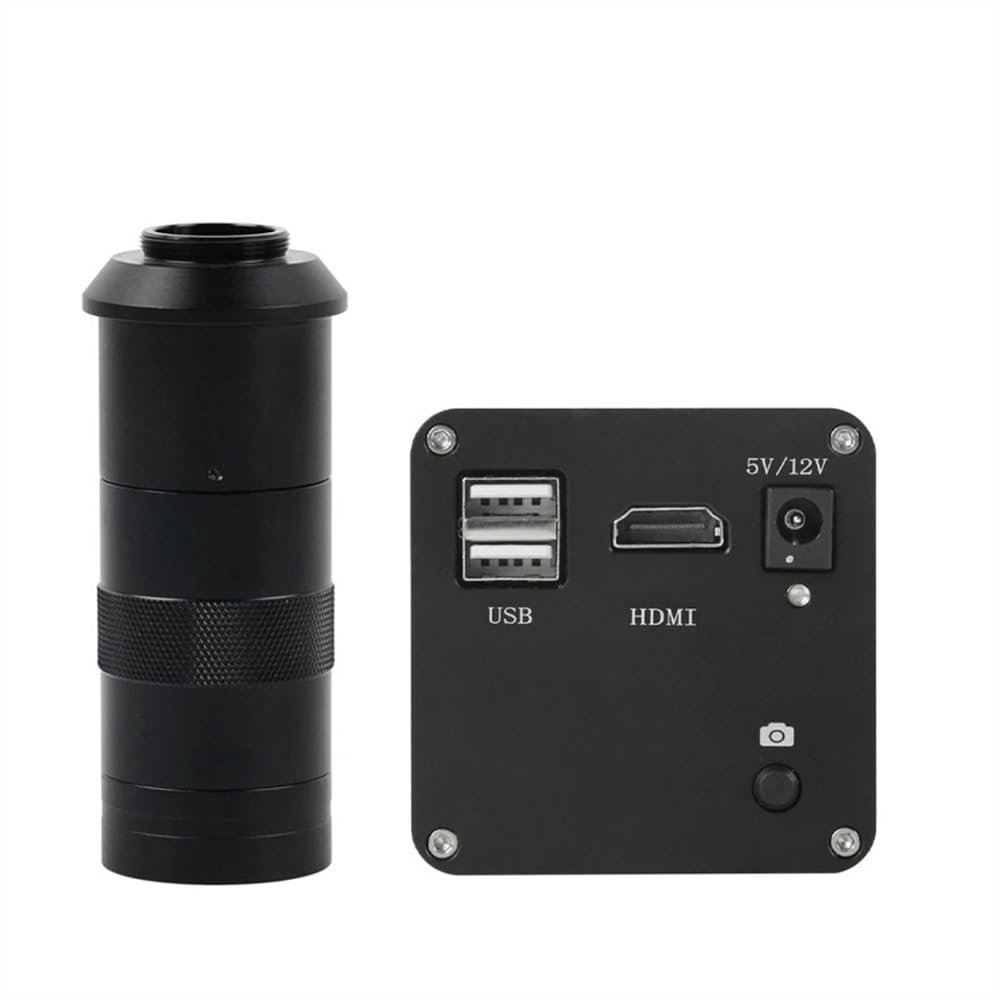 ZTBH Microscope Accessories Kit 4K 32MP UHD 1080P HDMI Industry Video Microscope Camera with 100X Lens for Machine PCB Board CPU Repair Soldering Measurement Function Microscope Slides