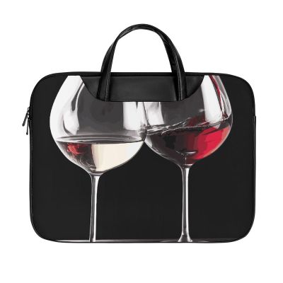 17 Inch Laptop Shoulder Bag Waterproof Portable Laptop Case Sleeve Messenger Bag for Women Men Red Wine Glasses