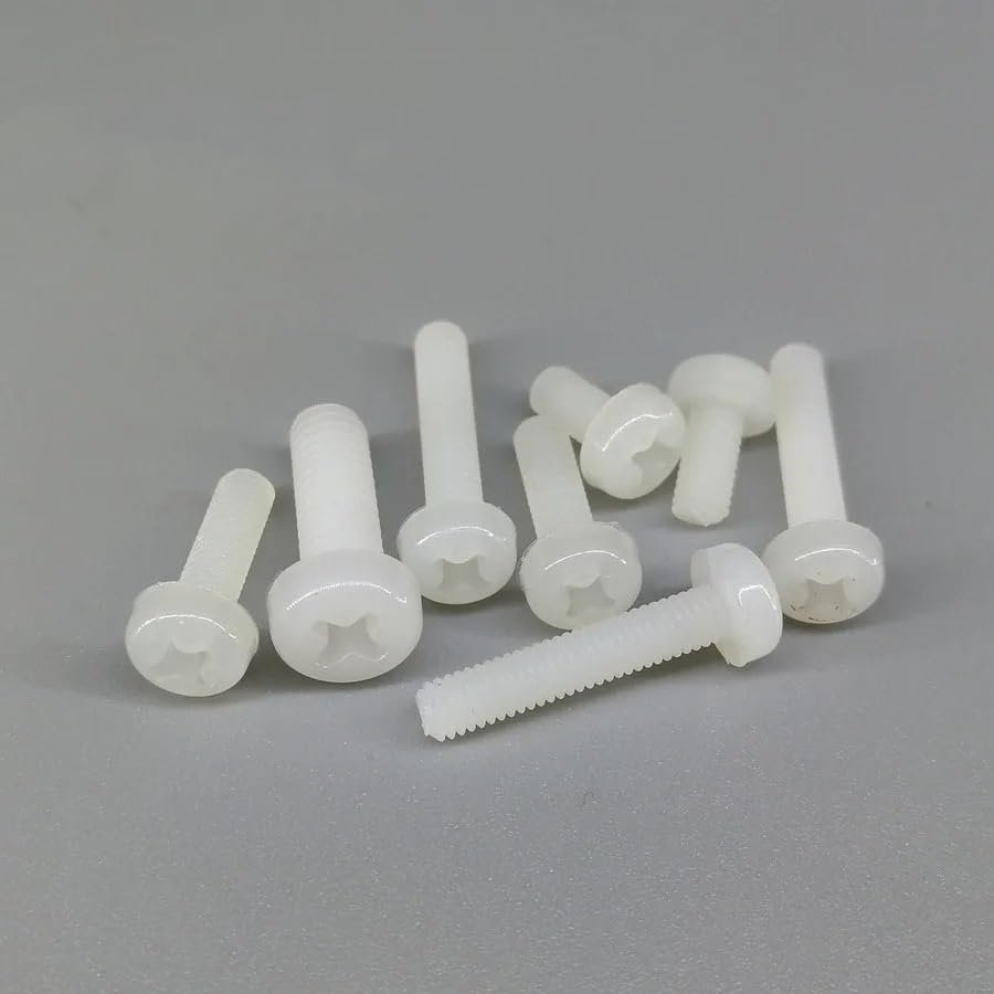 1000PCS M2.5 * 4/5/6/8/10/12/16 White Round Head Cross Nylon Screw Phillips Round Head Screw 2.5mm Screw Bolt(12mm 1000pcs)