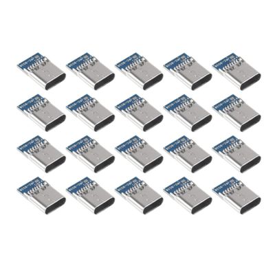 Dachangshund 20Pcs Type-C Female 14-Pin Plug and Socket Connector, 4-PIN Solder Type Charging Data Transfer with Grounding
