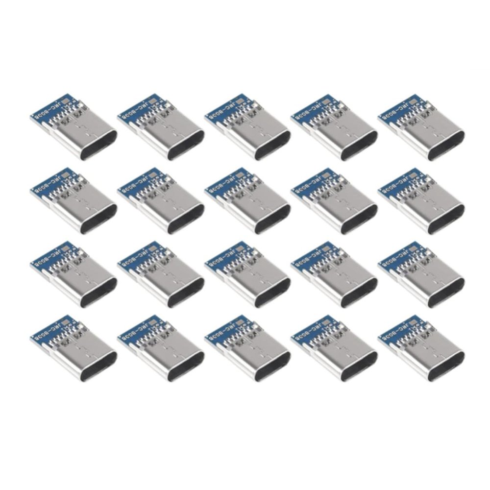 Dachangshund 20Pcs Type-C Female 14-Pin Plug and Socket Connector, 4-PIN Solder Type Charging Data Transfer with Grounding