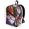 17 Inch Travel Backpack Lightweight Waterproof Casual Laptop Backpack Hiking Camping Daypack for Women Men Colorful Gnomes view 2