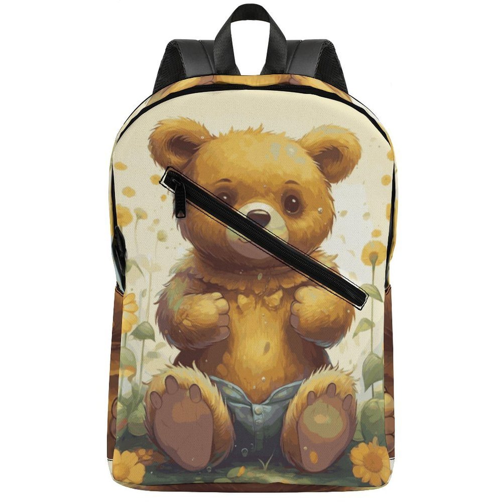 17 Inch Travel Backpack Lightweight Waterproof Casual Laptop Backpack Hiking Camping Daypack for Women Men Flower And Bear