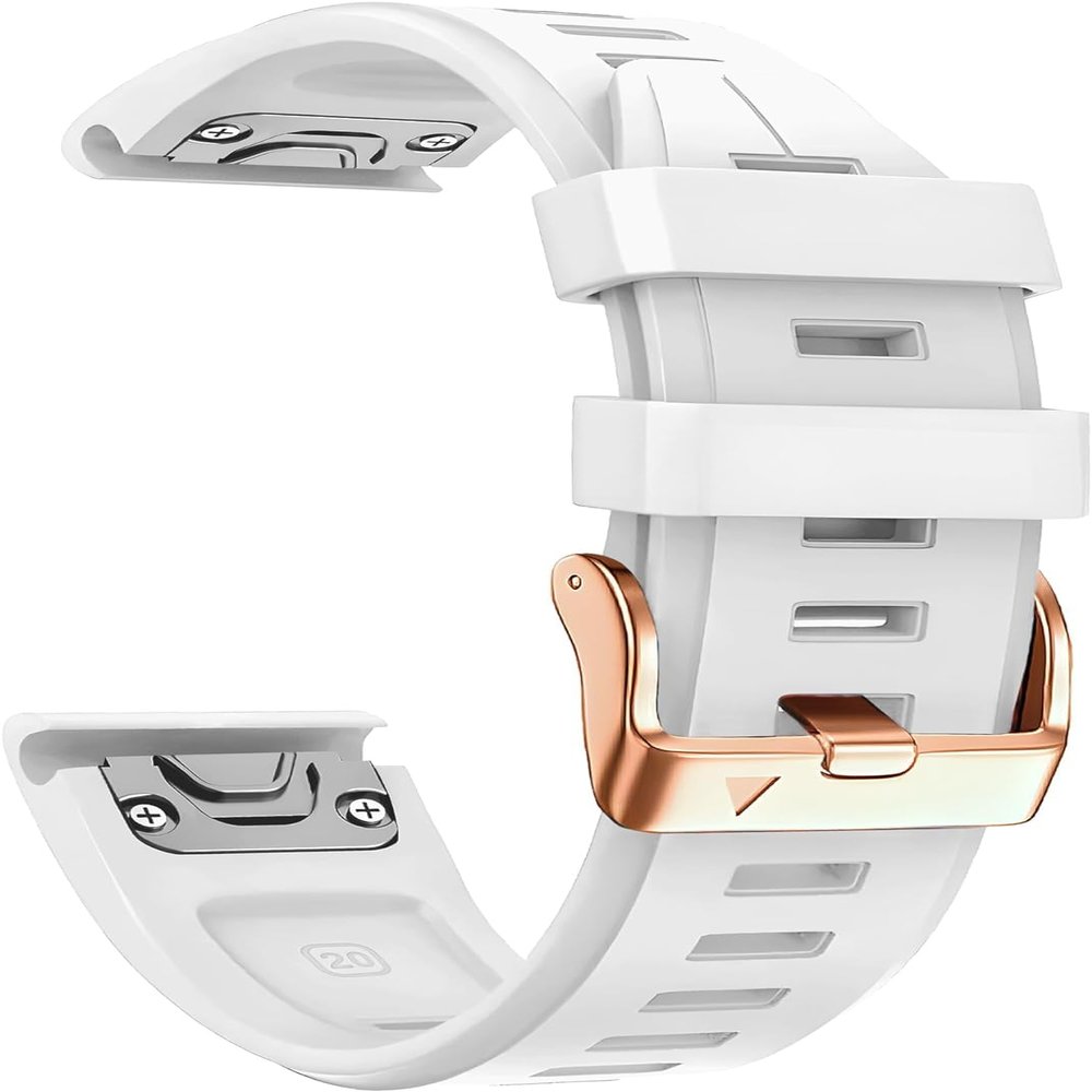 BAHDB For Garmin Fenix 6S 5S 7S Watchband 20mm Bracelet for Fenix 6s Pro 5s Plus Rose Gold Buckle Silicone Quick Replacement Wrist Straps(2023 White 5.3"-8.2")